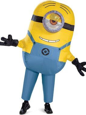 Inflatable Minion Costume for Men, Blow Up Jumpsuit, Adult Halloween Outfit